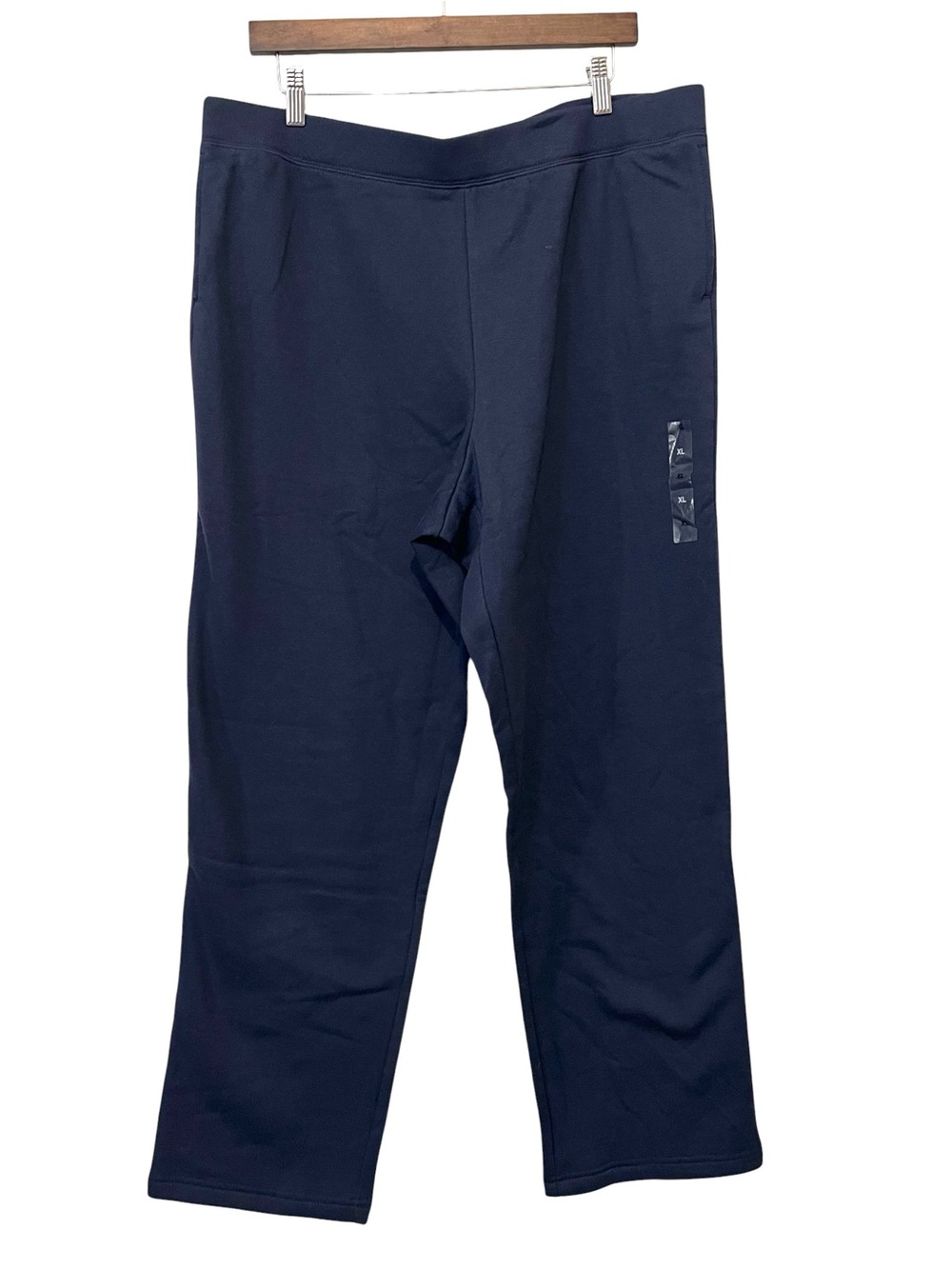 Karen Scott Sport Pull On Straight Leg Comfortable Pants, Navy Blue, Size XL